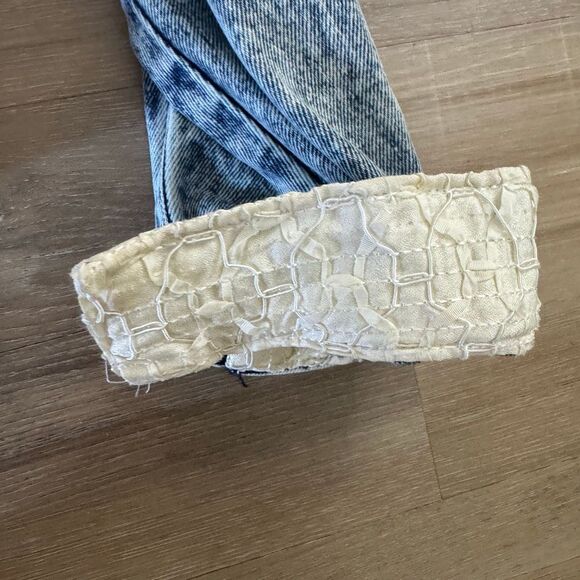 Vintage Angiolo Bellini L Embellished Jean Jacket Retro 80's Disco Beaded Lace - Picture 4 of 8